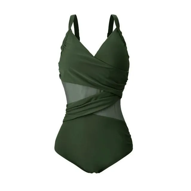 Sexy Women's Summer Mesh Beachwear One Piece Plus Size