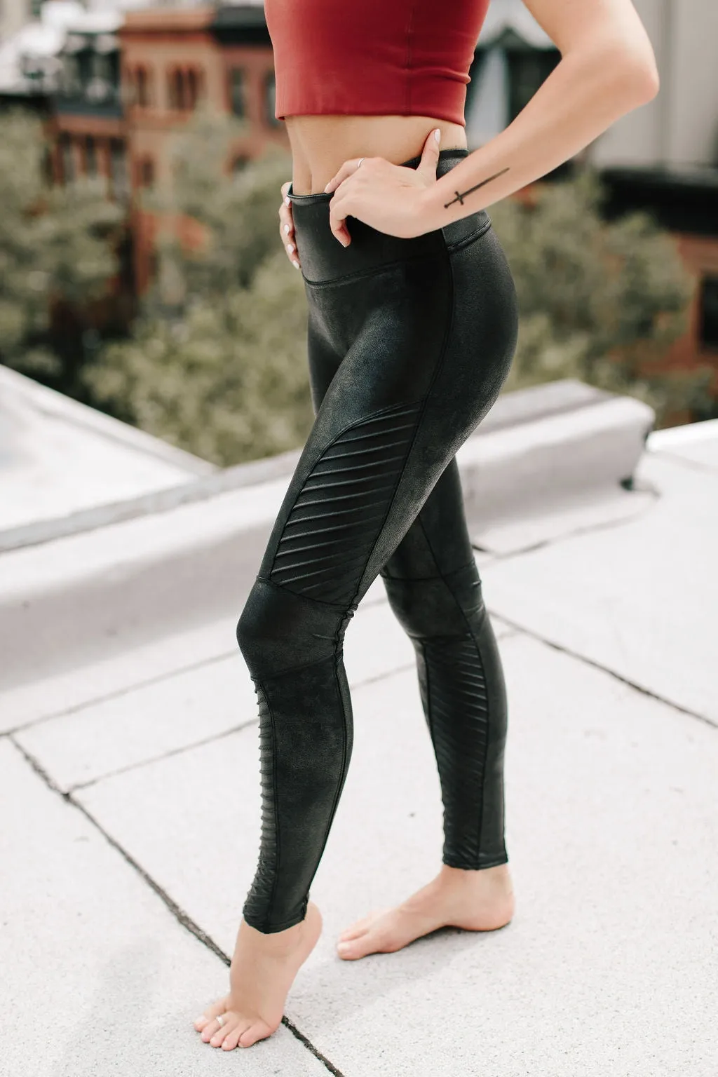 Spanx Faux Leather Moto Leggings