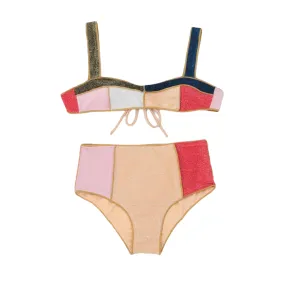 Stylish Hotties' High Waist Stitching Color Bikini With Pad