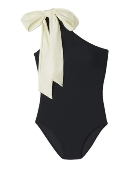 TEEK - Black One Shoulder Big Tie Swimsuit