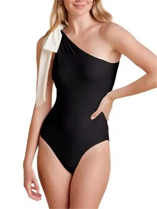 TEEK - Black One Shoulder Big Tie Swimsuit