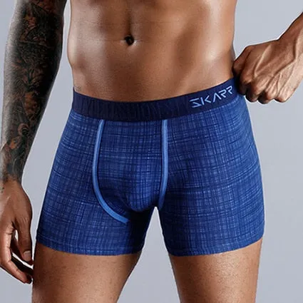 West Louis™ Plaid Pattern Cotton Men Boxers