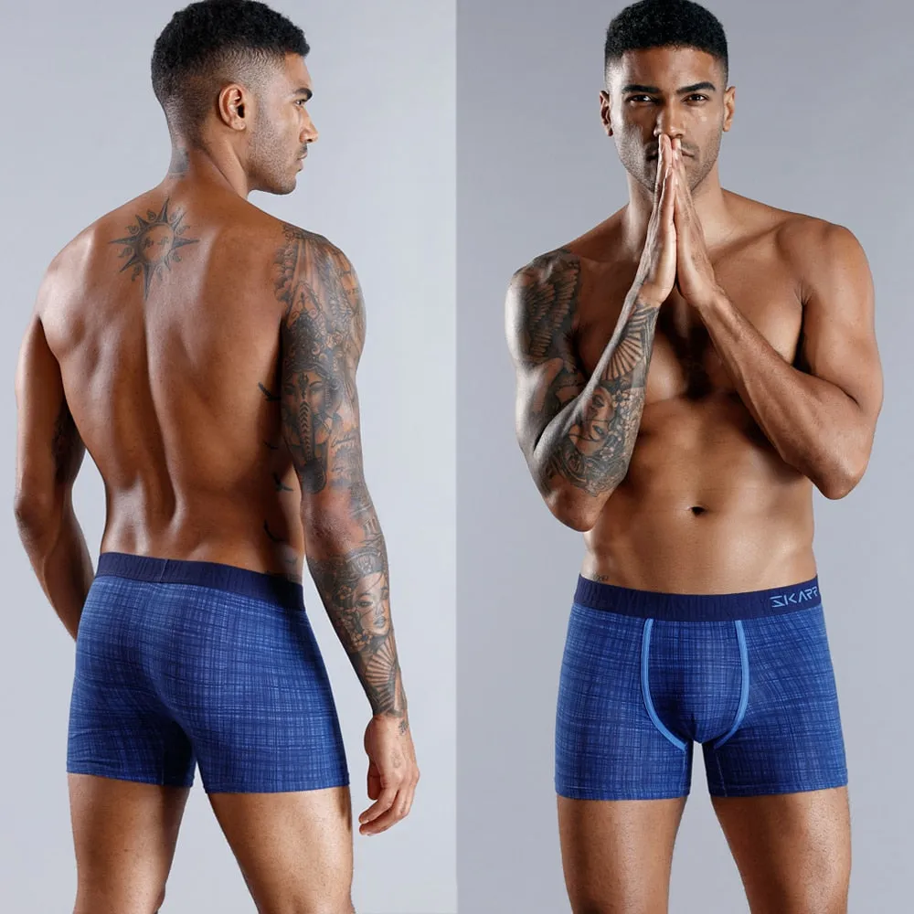 West Louis™ Plaid Pattern Cotton Men Boxers